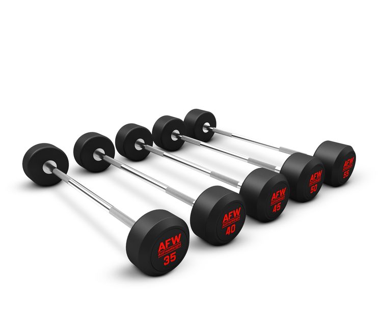 KIT 5 BARRAS RECTAS BICEPS 35KG A 55KG GOMA R PLUS AFW